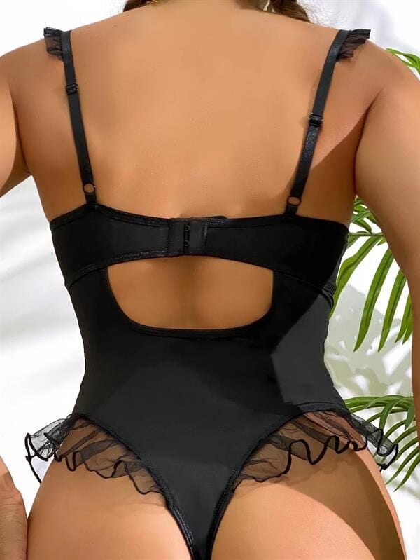 Arias Closet Siyah Tül İşlemeli Fantezi Body