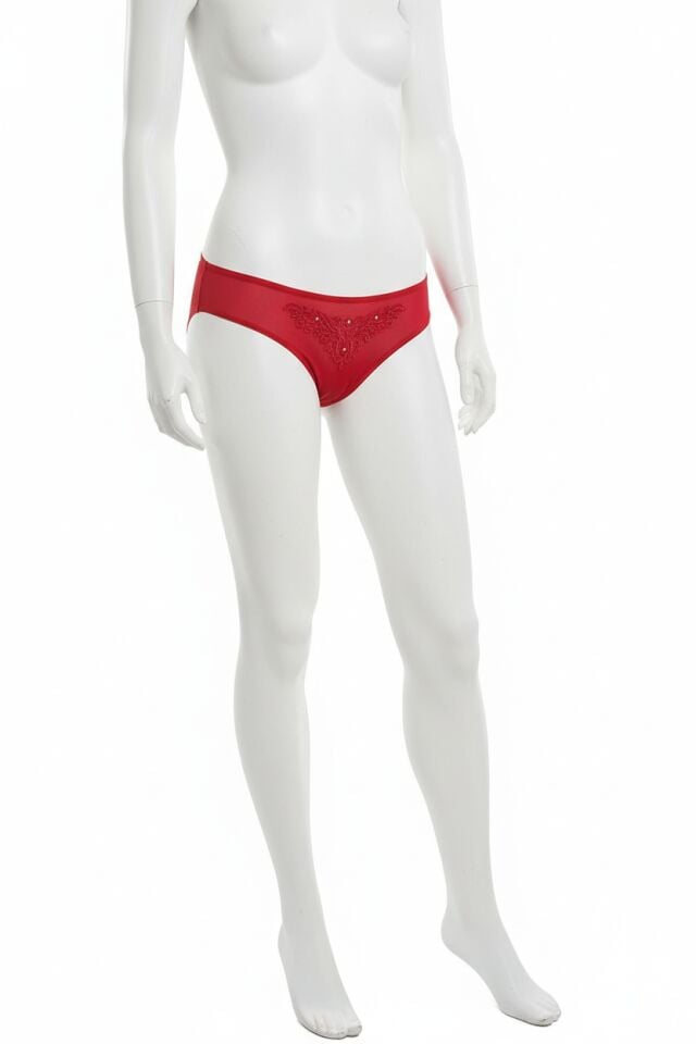 Arias Closet Güpürlü Taşlı Kırmızı Tül Fantezi Külot