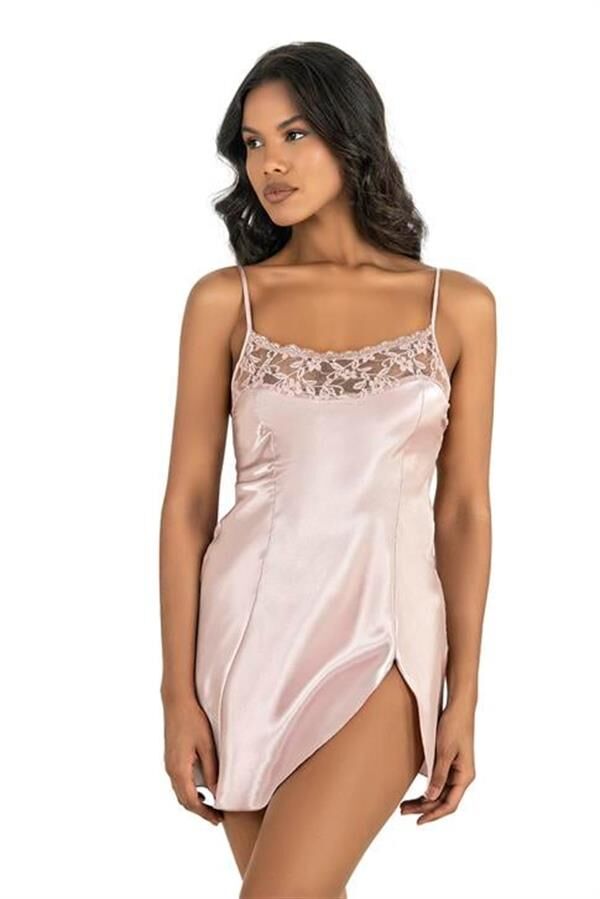 Arias Closet Pudra Kısa Saten Gecelik 8217