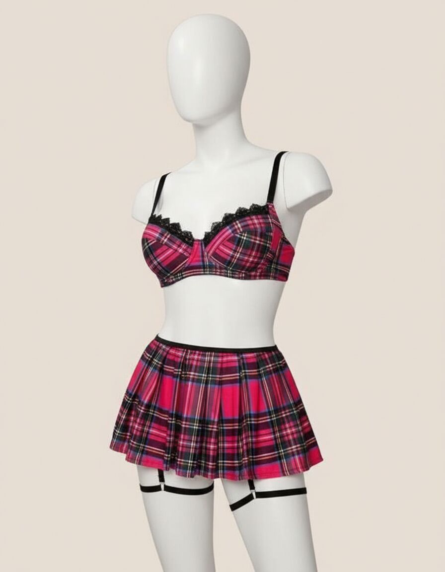 Arias Closet Ekose Etek Desenli Sütyenli Fantezi Kostüm