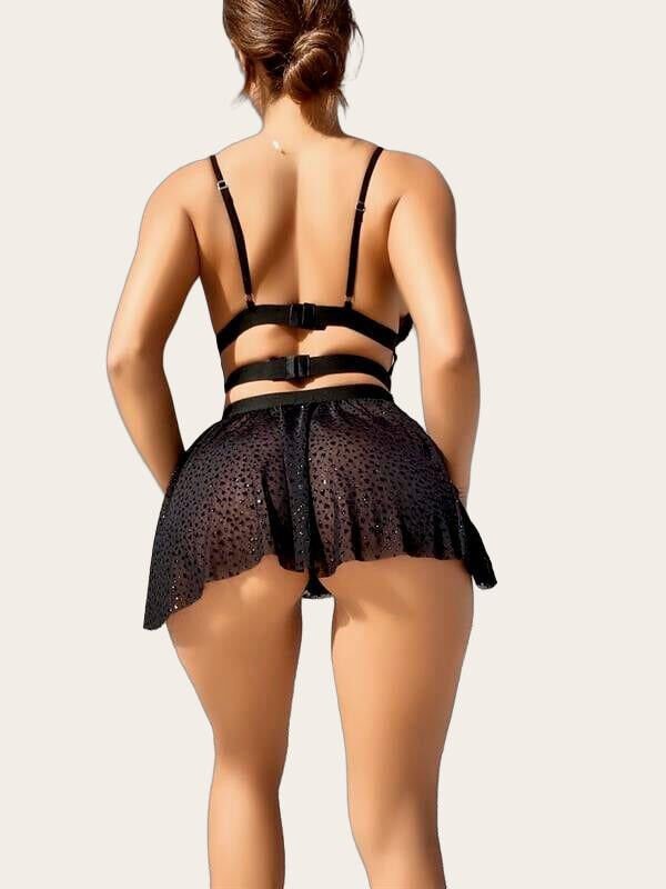 Arias Closet Desenli Mini Etekli Sütyen Takımı