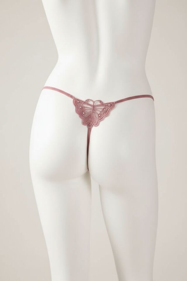 Arias Closet Arkası Kelebek Desenli Vizon Fantezi Tanga String