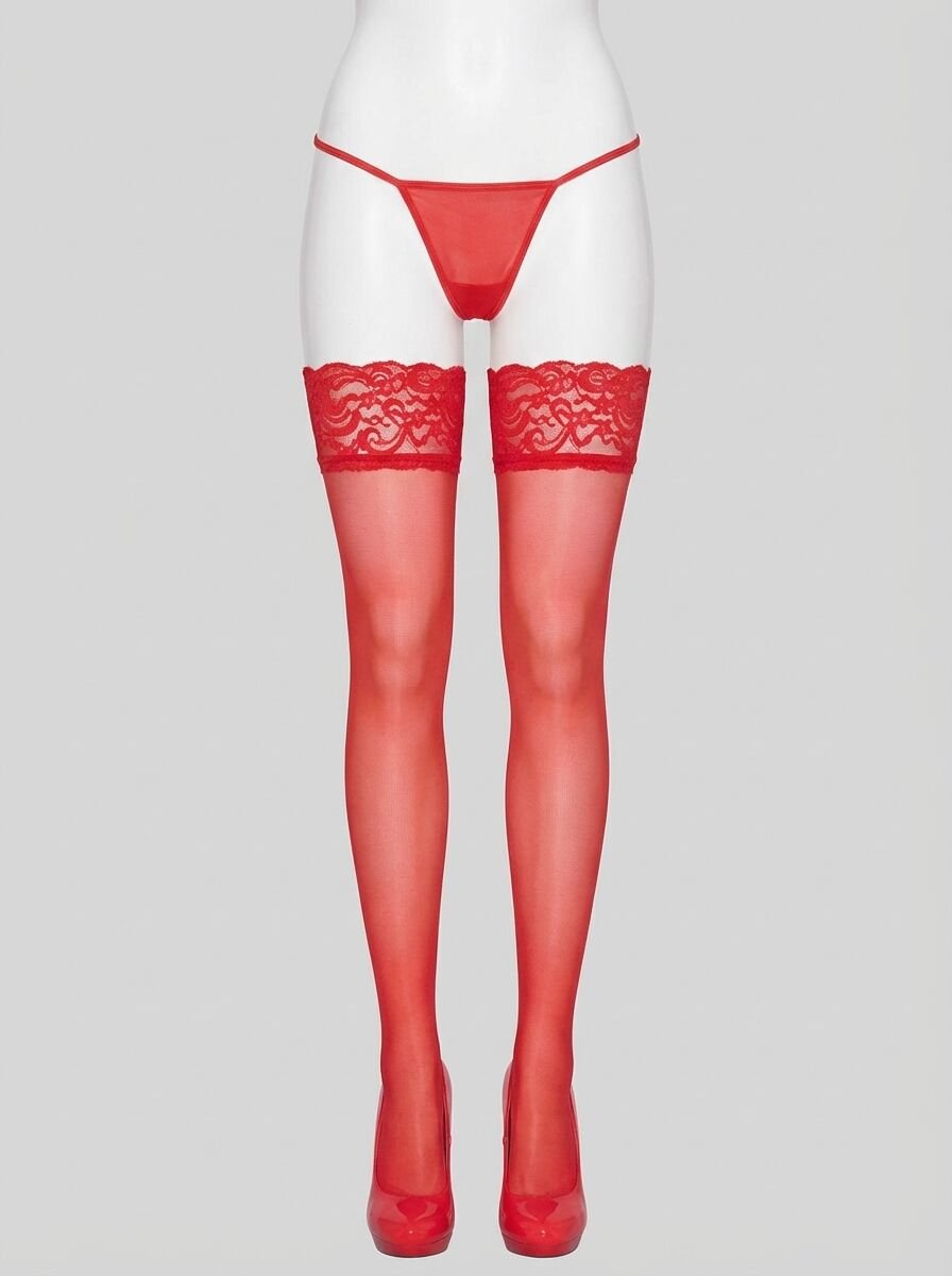 Dantelli Silikonlu Jartiyer Çorabı