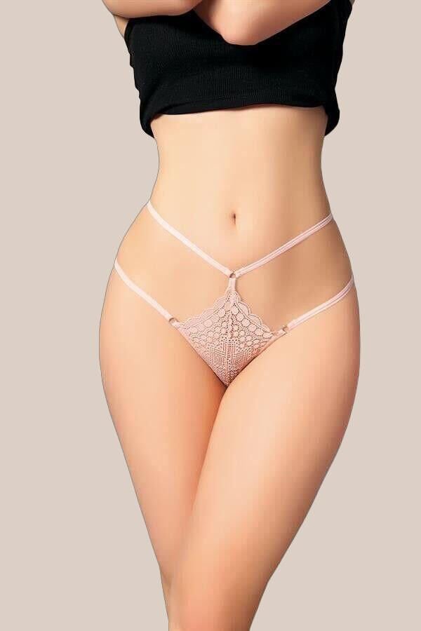 Arias Closet Fantezi Dantelli 2 İpli Pembe Tanga String