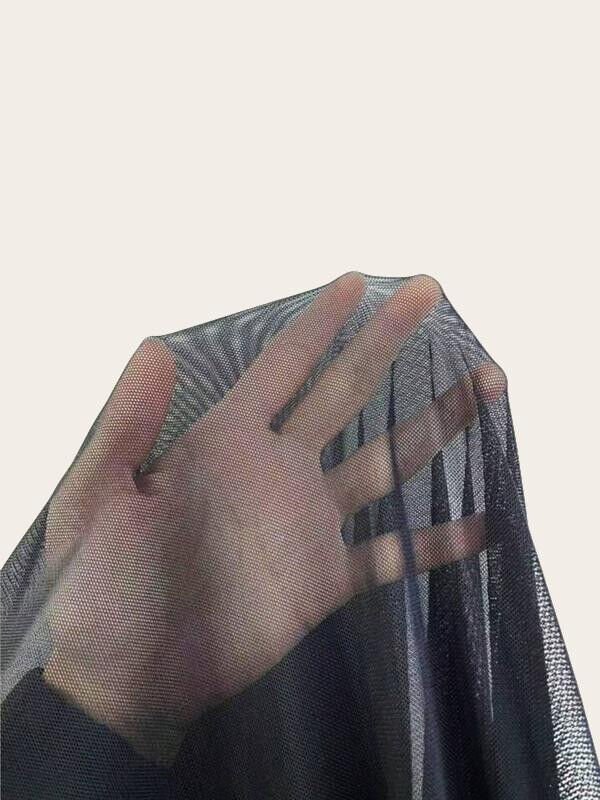 Arias Closet Fırfırlı Dantel İşlemeli Tül Fantezi Siyah Gecelik