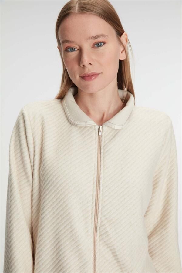 Arias Closet Fermuarlı Uzun Kol Sweatshirt Pantolon Takım Viskon ve Pamuklu Pijama Takımı