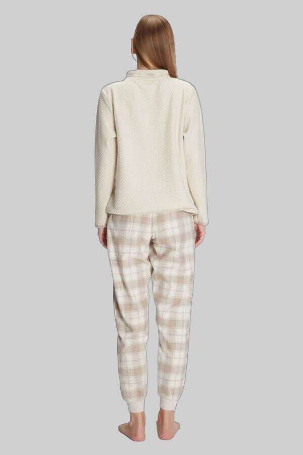 Arias Closet Fermuarlı Uzun Kol Sweatshirt Pantolon Takım Viskon ve Pamuklu Pijama Takımı