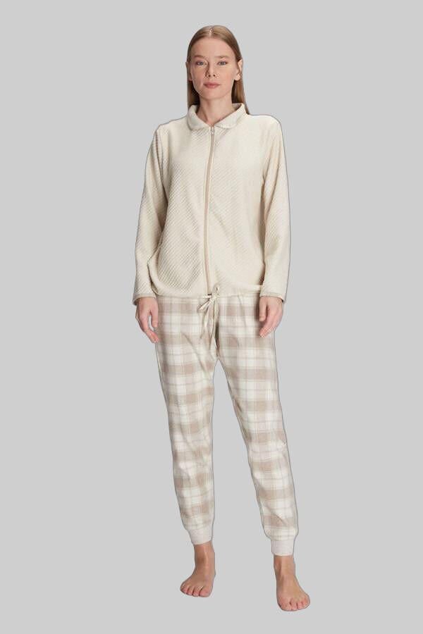 Arias Closet Fermuarlı Uzun Kol Sweatshirt Pantolon Takım Viskon ve Pamuklu Pijama Takımı