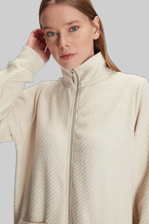 Arias Closet Fermuarlı Uzun Kol Sweatshirt Pantolon Takım Viskon ve Pamuklu Pijama Takımı