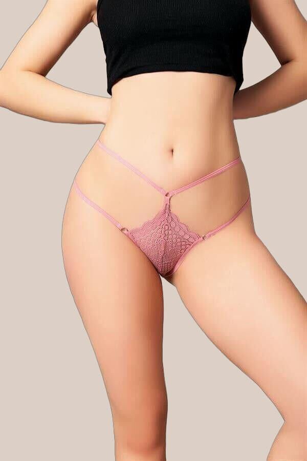 Arias Closet Fantezi Dantelli 2 İpli Vizon Tanga String