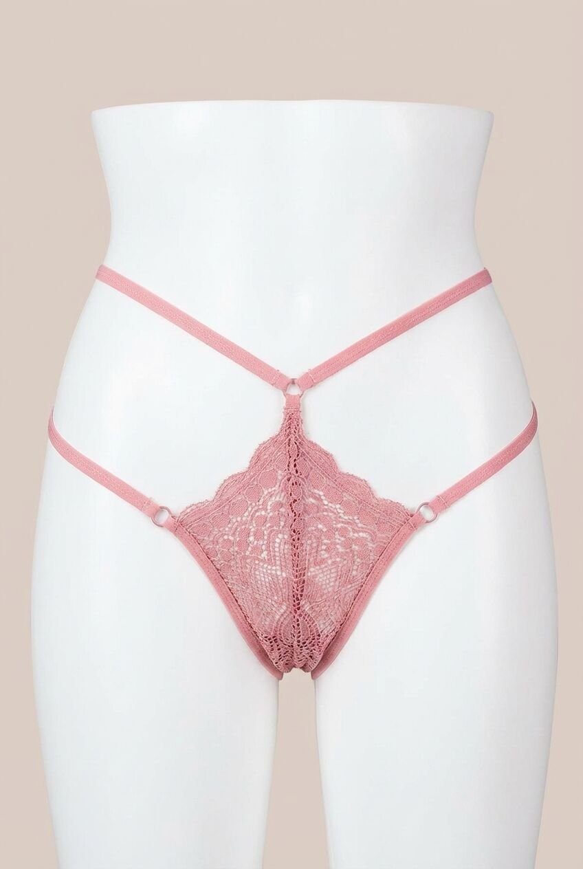 Fantezi Dantelli 2 İpli Vizon Tanga String