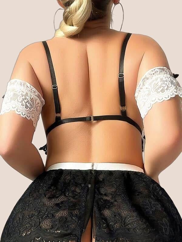 Arias Closet Dantelli Siyah Beyaz İkili Etekli Takım