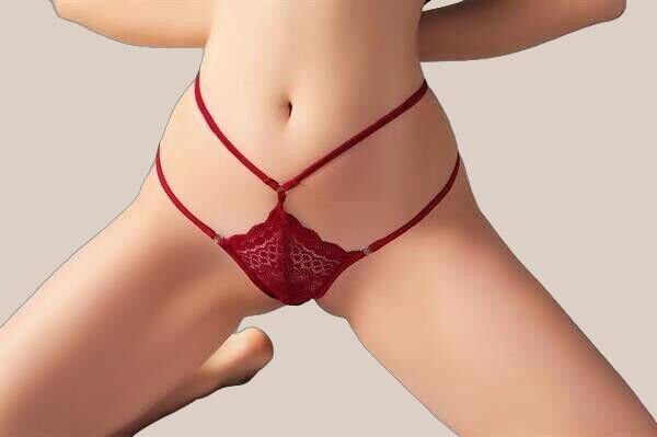 Fantezi Dantelli 2 İpli Bordo Tanga String