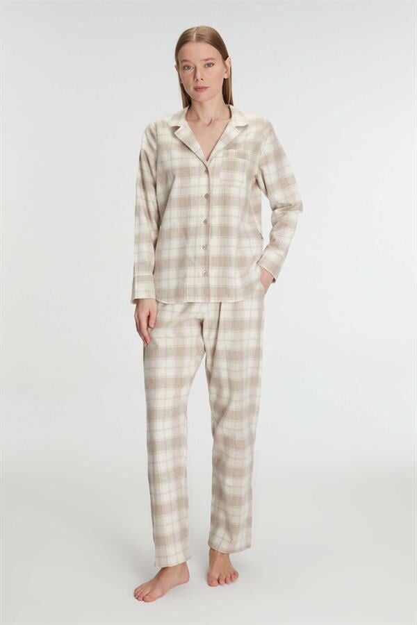 Arias Closet Pamuklu Uzun Kol Gömlek Pantolon Pijama Takımı