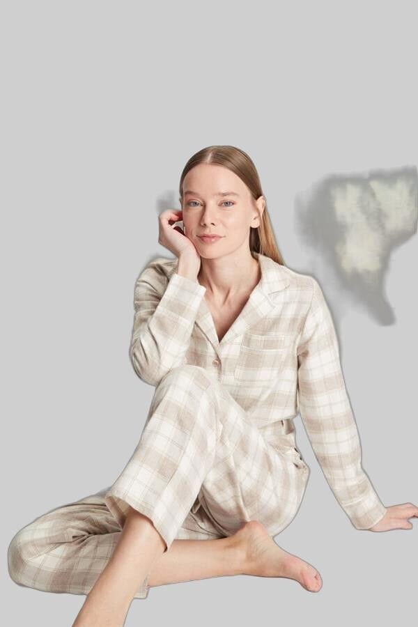 Arias Closet Pamuklu Uzun Kol Gömlek Pantolon Pijama Takımı