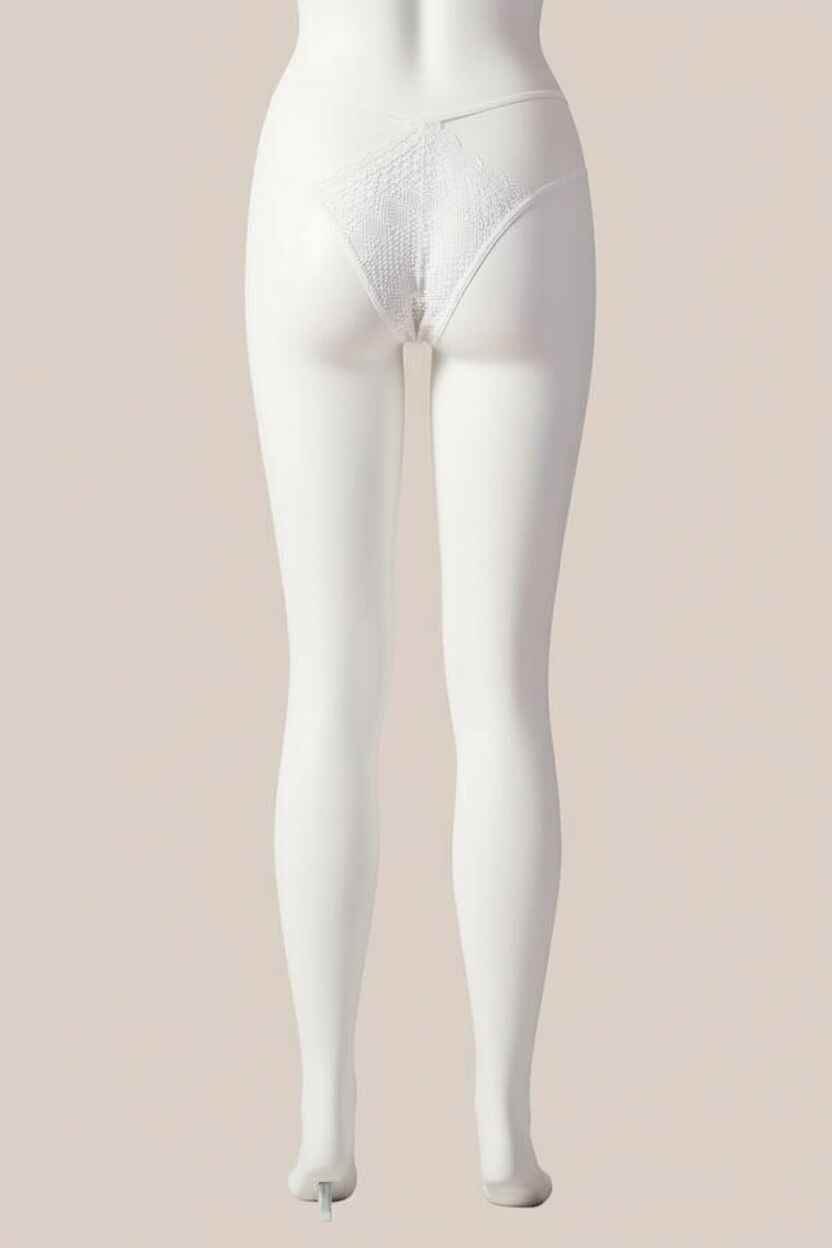 Fantezi Dantelli 2 İpli Beyaz Tanga String