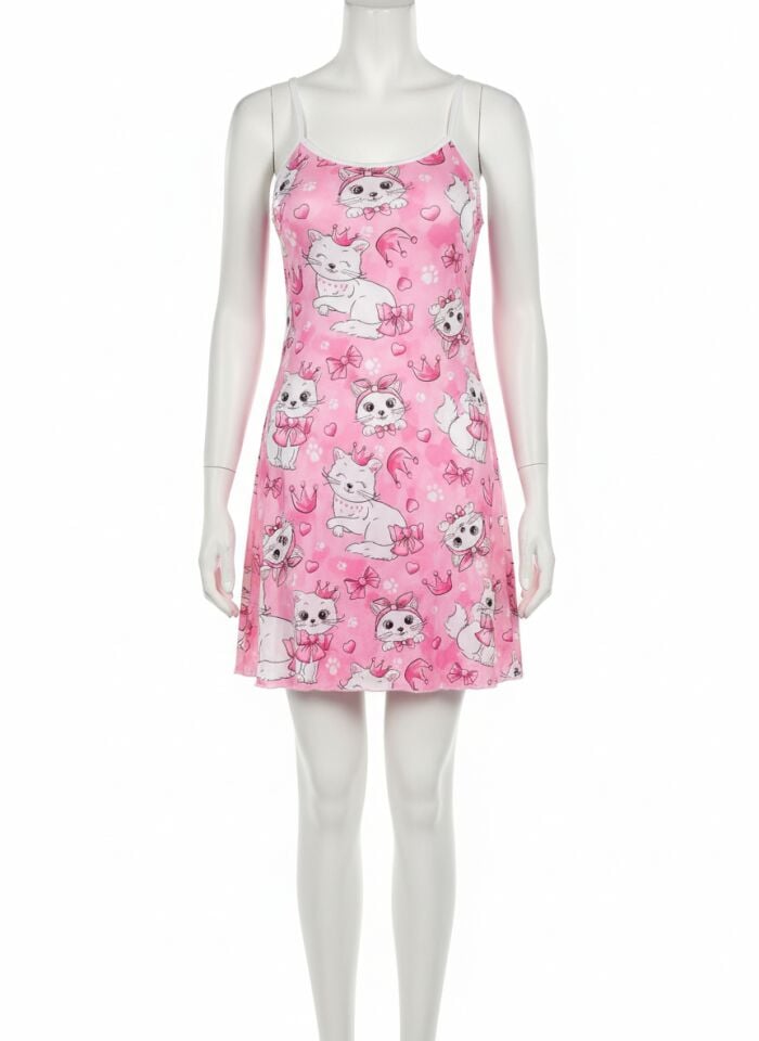 Arias Closet Pembe Kedi Desenli Fantezi Gecelik