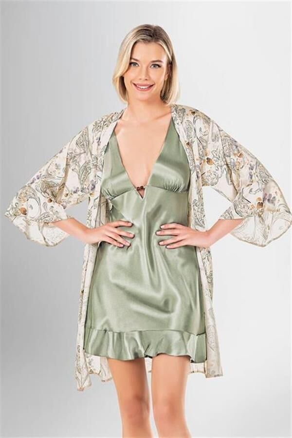 Arias Closet 2 li Kısa Sabahlık Takımı Desenli