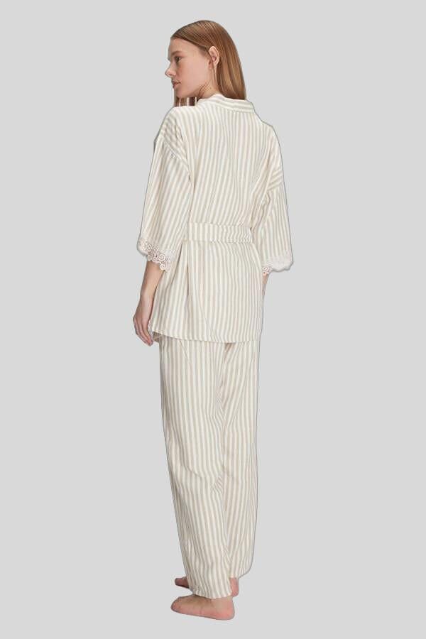 Kadın Sabahlık Atlet Pantolon Takım 3lü Pamuklu Gecelik Set