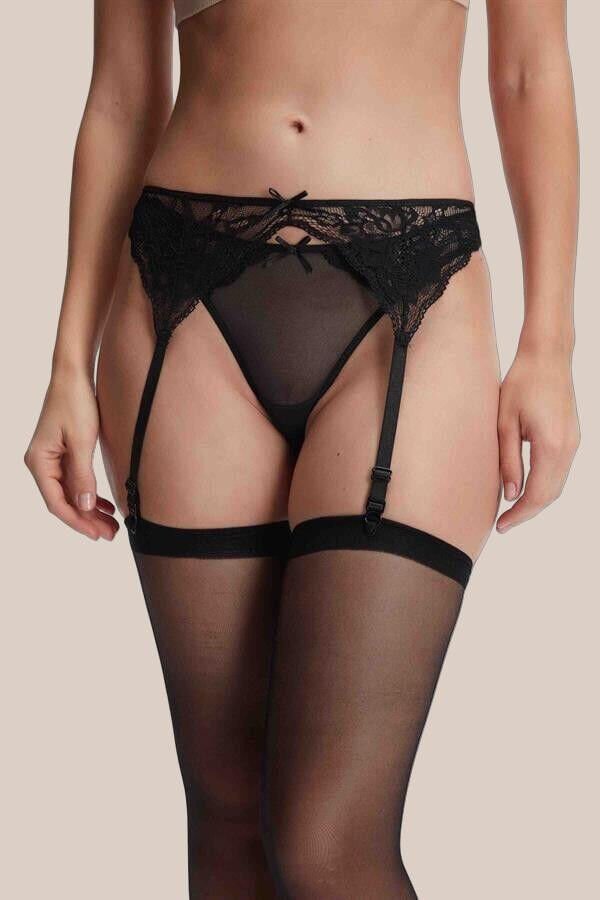 Arias Closet Dantelli Jartiyer String ve Çorap 3'lü Takım