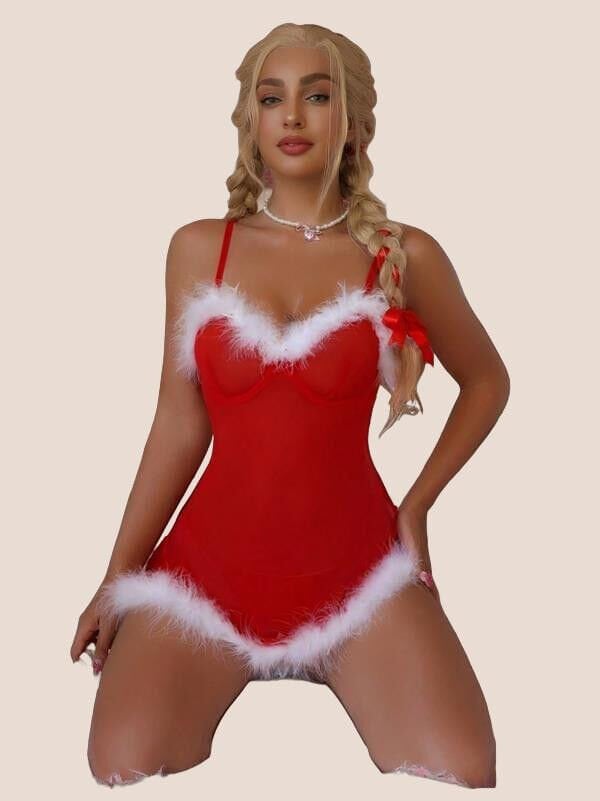 Arias Closet Kırmızı Fantezi Özel Tasarım Noel Yılbaşı Kostümü