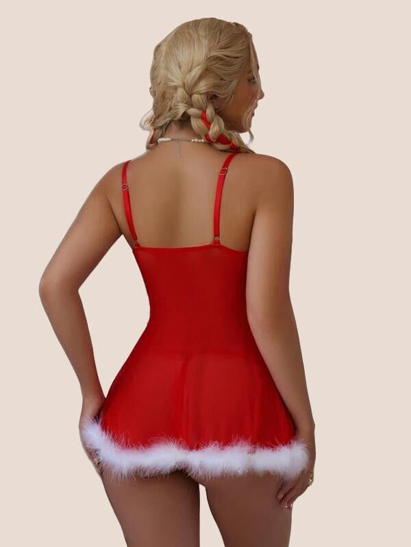 Arias Closet Kırmızı Fantezi Özel Tasarım Noel Yılbaşı Kostümü