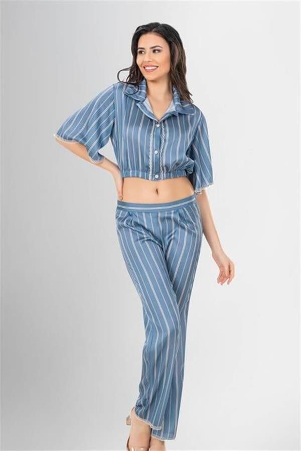 Arias Closet 2'li Desenli Saten Pijama Takımı