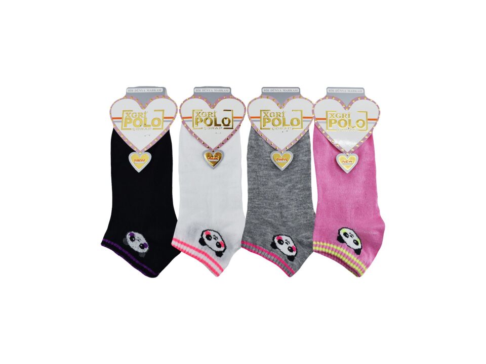 XGRİ POLO (B-E-7-9) 3'lü Bayan Penye Patik 12'li
