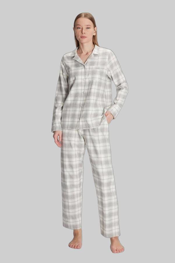 Kare Desenli Pamuklu Gömlek Pijama Takımı