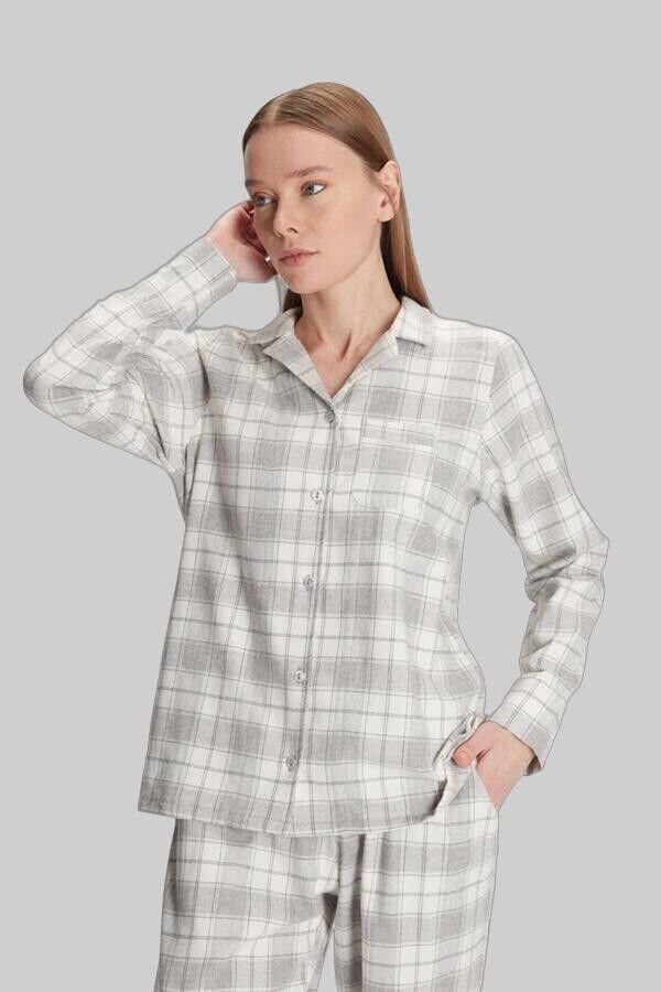 Kare Desenli Pamuklu Gömlek Pijama Takımı