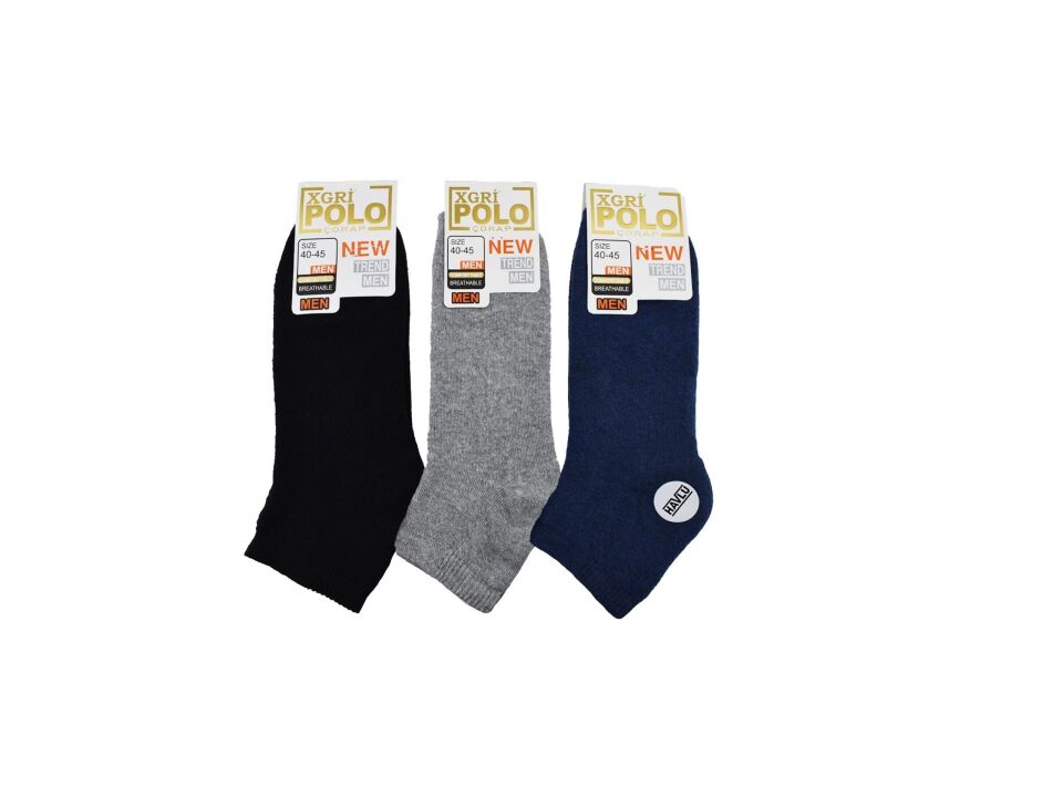 XGRİ POLO (E-E-5) Erkek Havlu Patik 12'li