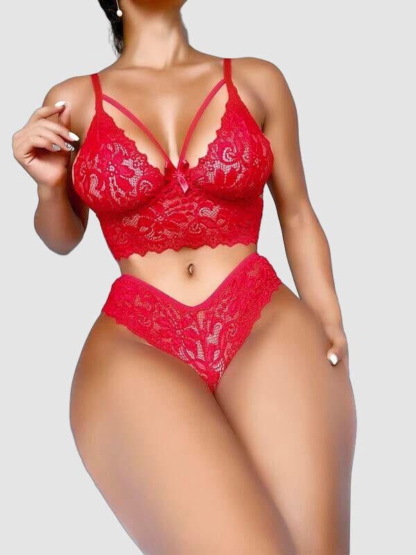 Arias Closet Kırmızı Dantel İşlemeli Şık Fantezi Sütyen Külot Takımı