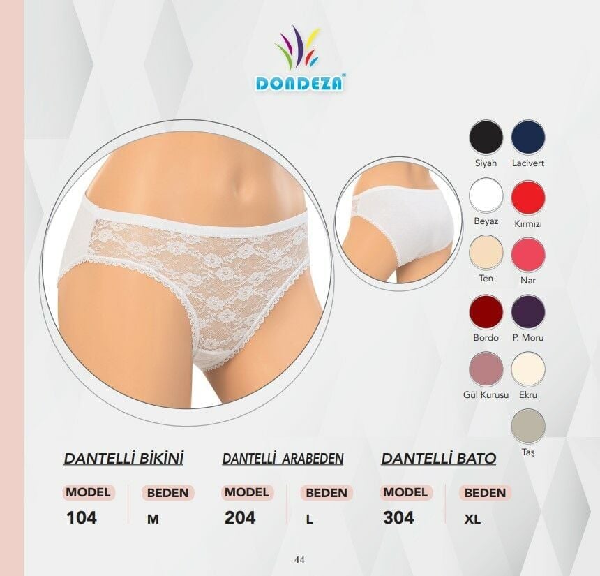 Dondeza 104 Dantelli Bayan Bikini 12'li