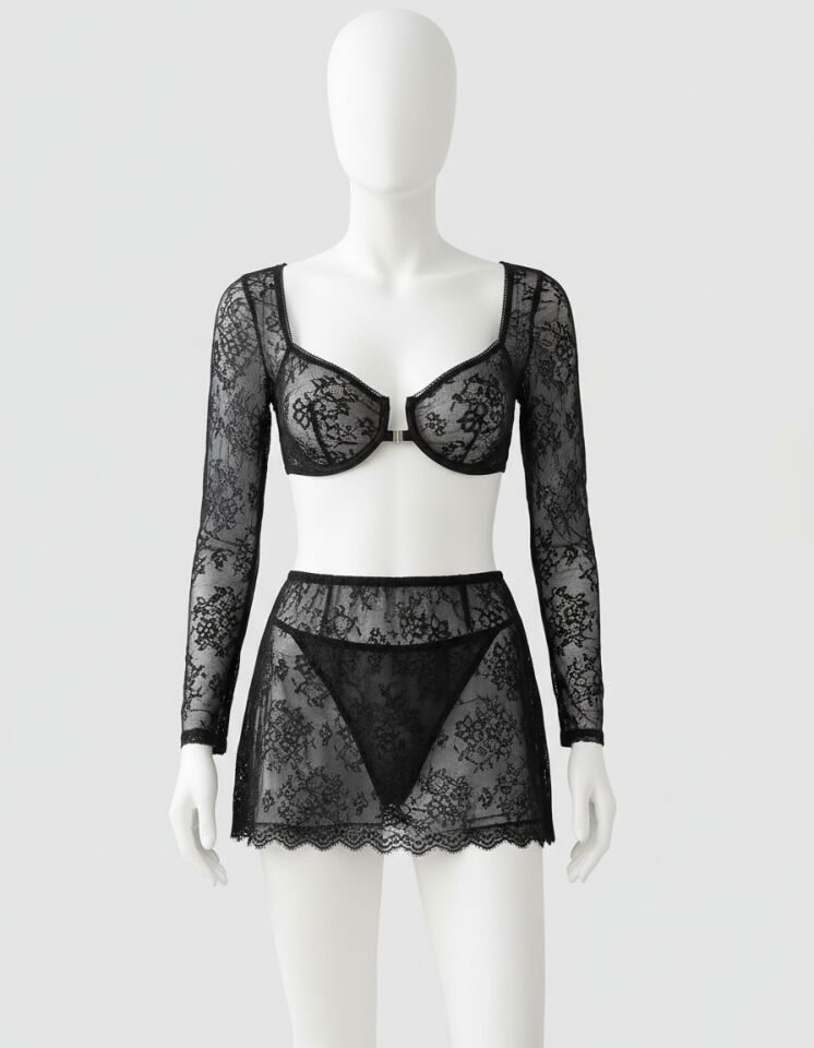 Siyah Transparan Fantezi Etekli Bolero Takım