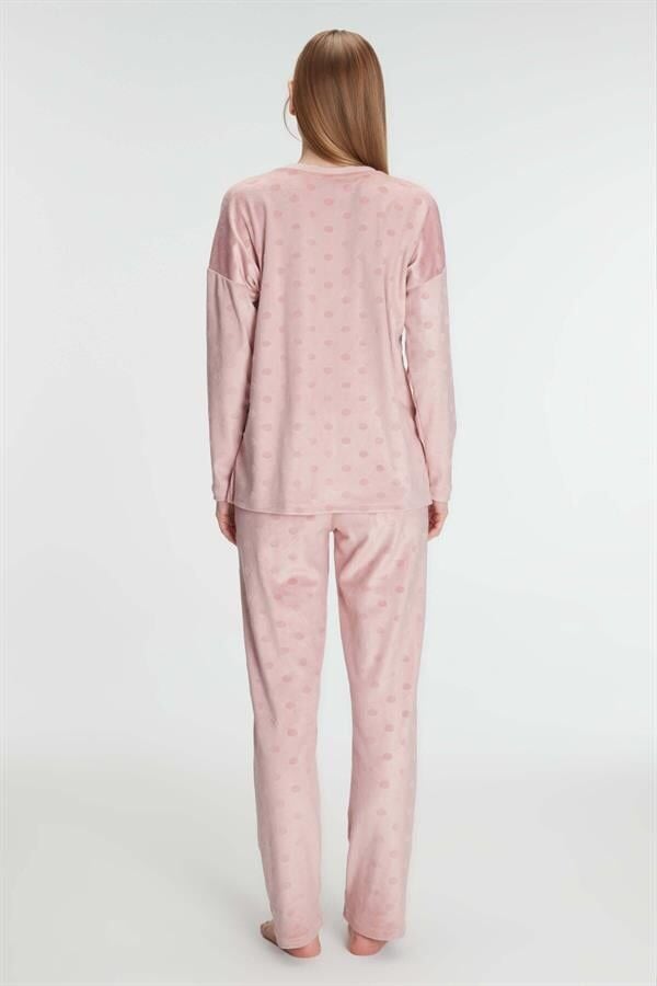 Arias Closet Uzun Kol V Yaka Sweatshirt ve Pantolon Takım Pijama Takımı