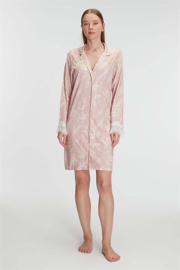 Arias Closet Cotton Modal Uzun Kol Gecelik