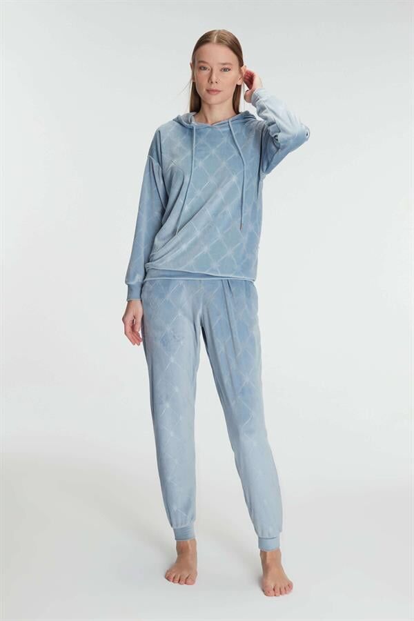 Arias Closet Kapüşonlu Uzun Kol Sweatshirt Pijama Takımı