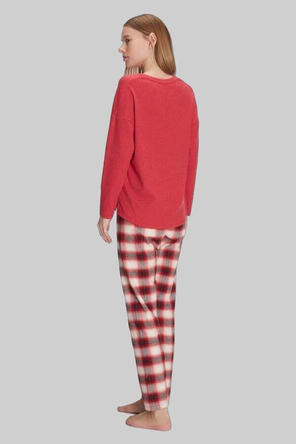Arias Closet Pamuklu Kışlık Kare Desenli Uzun Kol Pijama Takımı