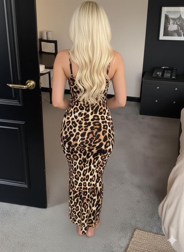 Arias Closet Pamuklu Leopar Desenli İnce Askılı Uzun Elbise