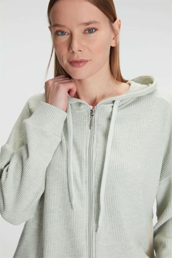 Arias Closet Pamuklu Homesuit Kapüşonlu Fermuarlı Ev Giyim Pijama Takımı