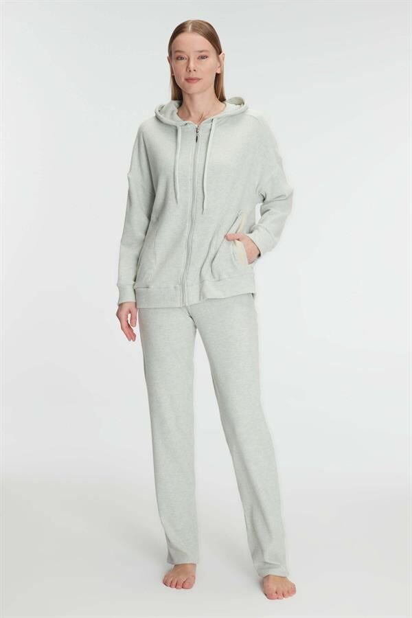Arias Closet Pamuklu Homesuit Kapüşonlu Fermuarlı Ev Giyim Pijama Takımı