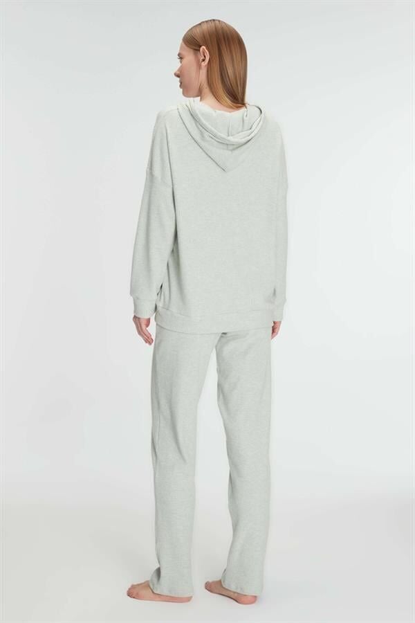 Arias Closet Pamuklu Homesuit Kapüşonlu Fermuarlı Ev Giyim Pijama Takımı