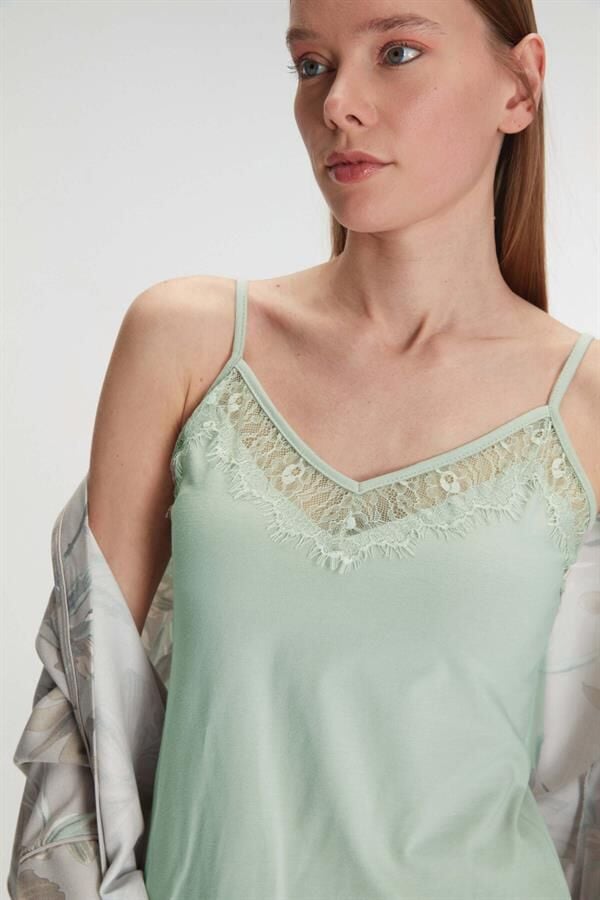 Arias Closet Sabahlık Atlet ve Pantolon Takım Pamuklu Pijama Set