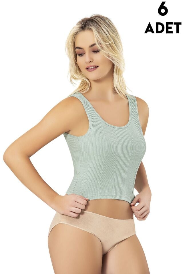 Kota 6808 Çizgi Raporlu Penye Kaşkorse Pedli Bayan Crop 6'lı