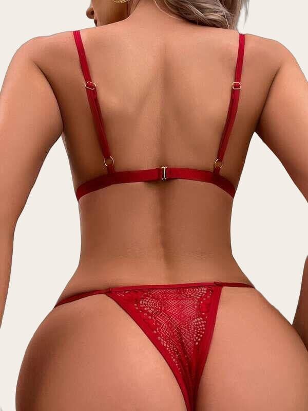 Fiyonklu Dantelli Kırmızı Fantezi Body