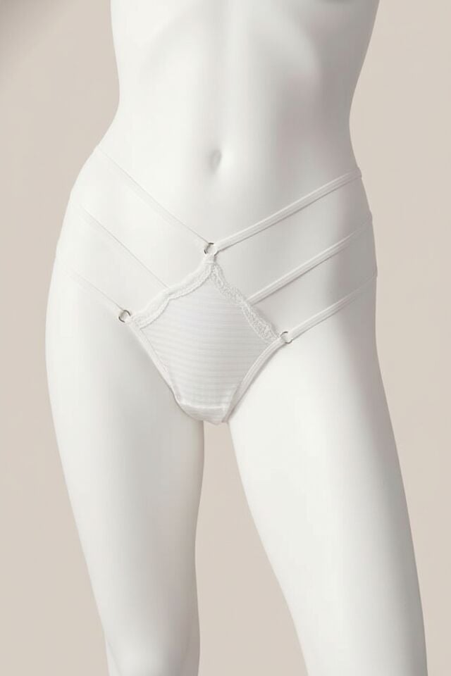 Arias Closet Beyaz Yanları İp Detaylı Fantezi Tanga String