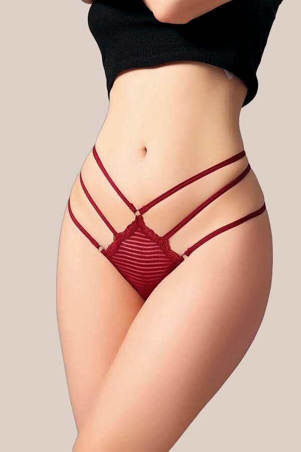 Arias Closet Bordo Yanları İp Detaylı Fantezi Tanga String