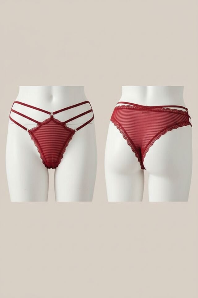 Arias Closet Bordo Yanları İp Detaylı Fantezi Tanga String