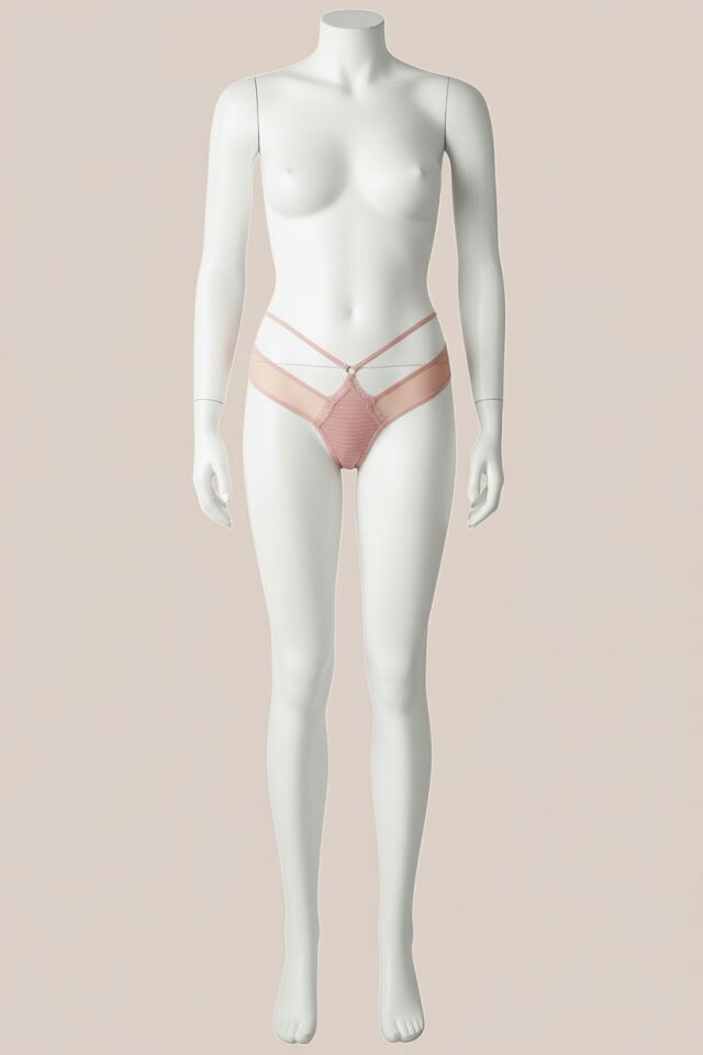 Pudra Yanları İp Detaylı Fantezi Tanga String