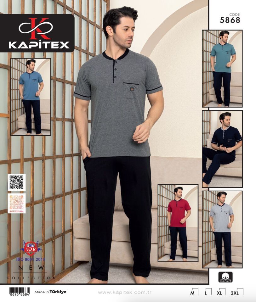 Kapitex 5868 Erkek Kısa Kol Pijama Takım 4'lü